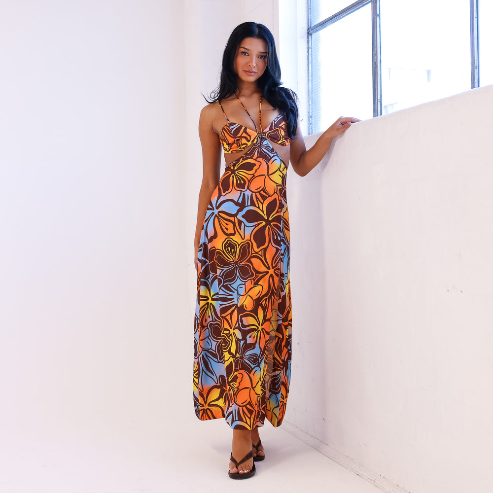 Strappy Cut Out Maxi Dress - Frangipani Fizz