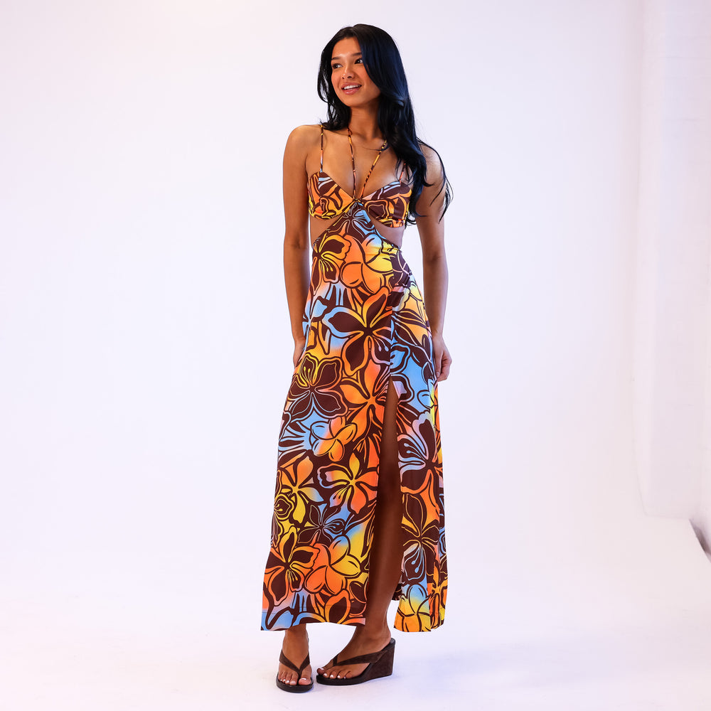 Strappy Cut Out Maxi Dress - Frangipani Fizz