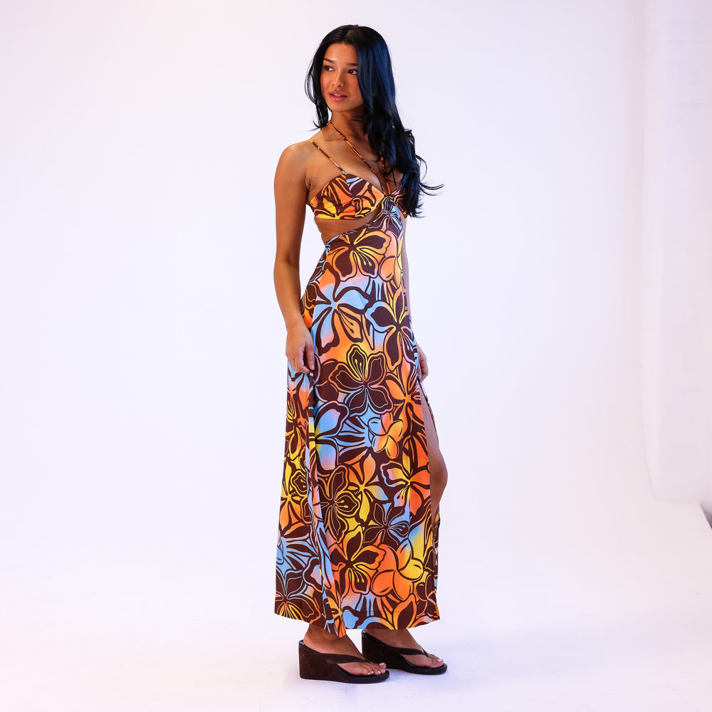 Strappy Cut Out Maxi Dress - Frangipani Fizz