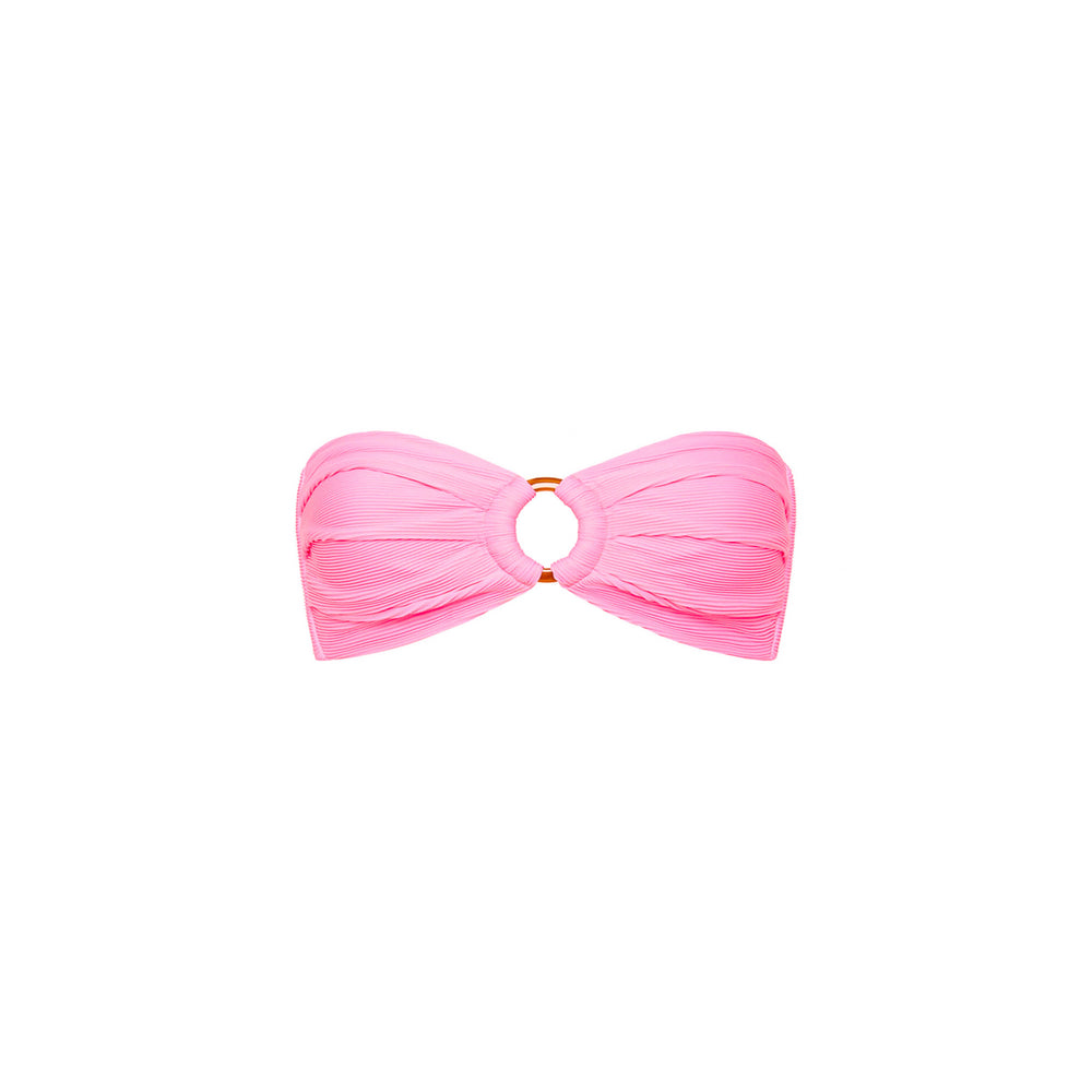 Strapless Bandeau Bikini Top - Taffy Pink Ribbed
