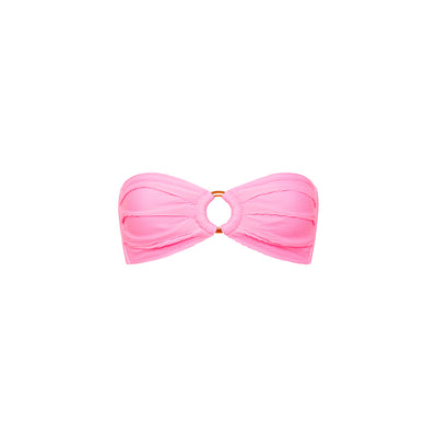 Strapless Bandeau Bikini Top - Taffy Pink Ribbed