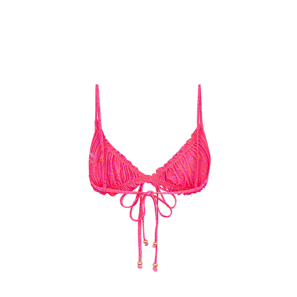 Ruched Bow Bralette Bikini Top - Kiss Me