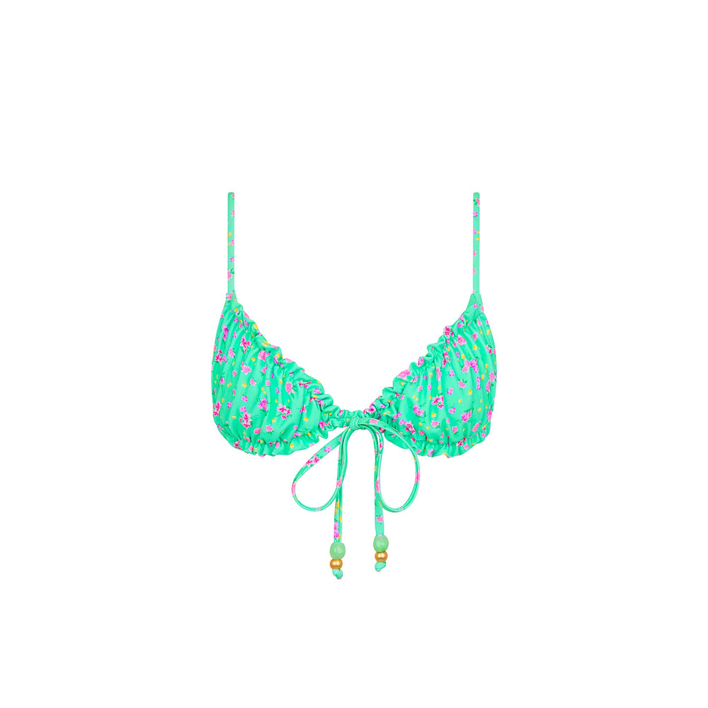 Ruched Bow Bralette Bikini Top - Mint Macaron