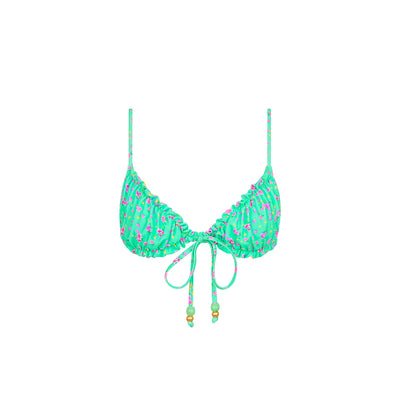 Ruched Bow Bralette Bikini Top - Mint Macaron
