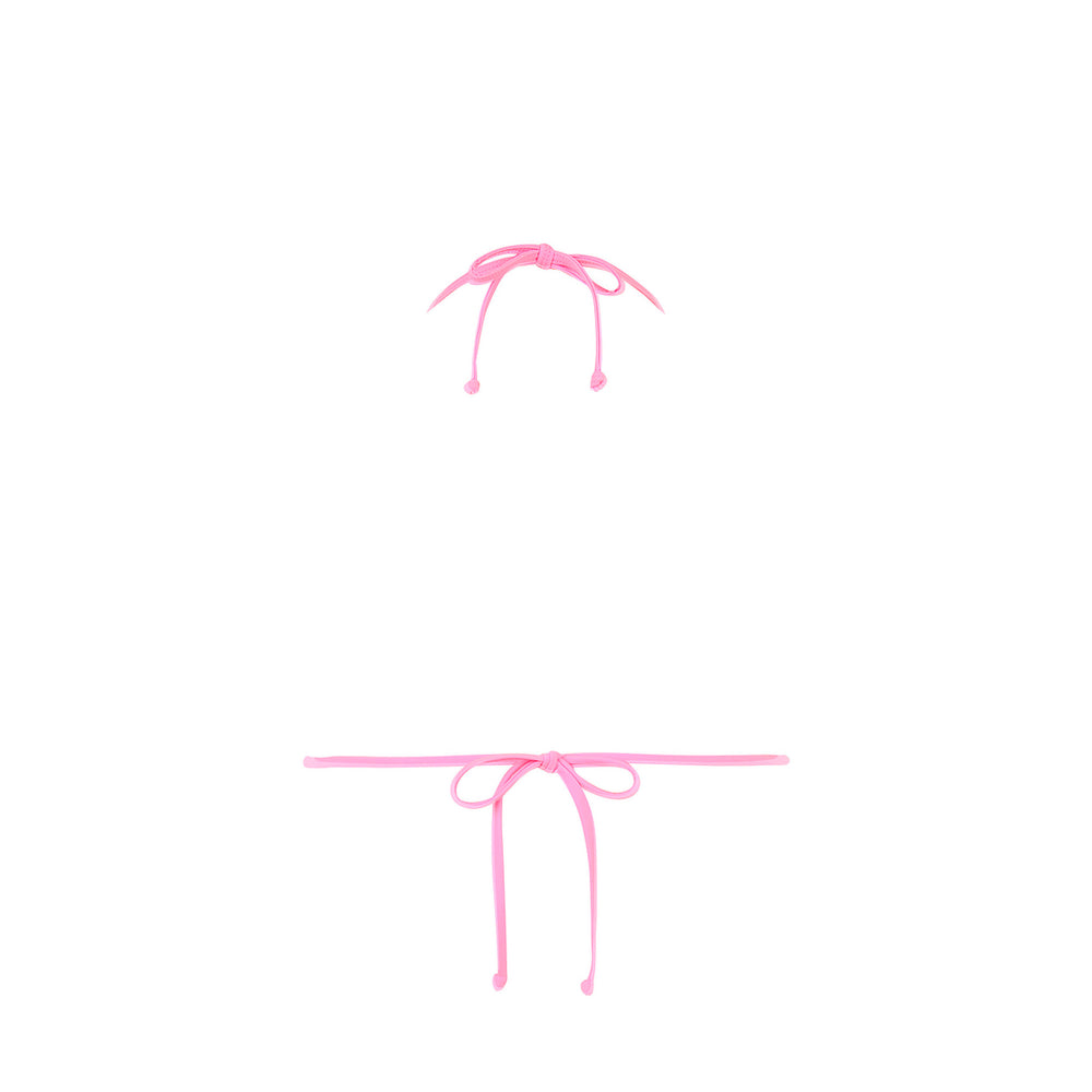 Bind Tie Halter Bikini Top - Taffy Pink Ribbed