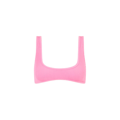 Bind Slim Scoop Bikini Top - Taffy Pink Ribbed