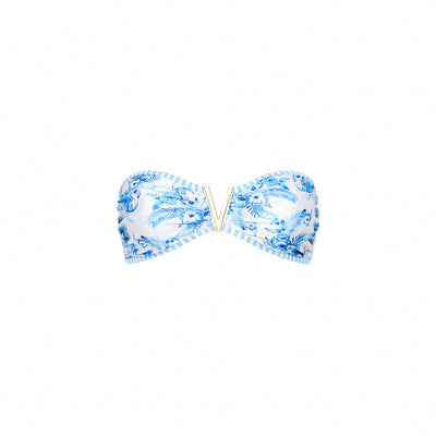 Mega V Strapless Bandeau Bikini Top - Vintage Paradise
