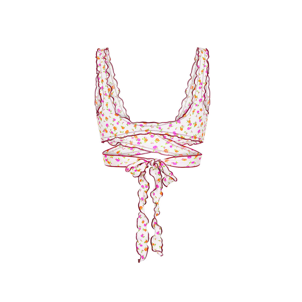 Lettuce Edge Wrap Bikini Top - Rosie Posie