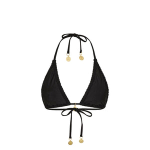 Shirred Triangle Bikini Top - Twilight Black