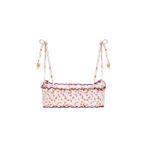 Shirred Crop Tie Bikini Top - Rosie Posie