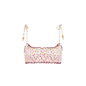Shirred Crop Tie Bikini Top - Rosie Posie
