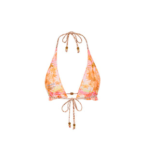 Frill Halter Bralette Bikini Top - Wild Skies