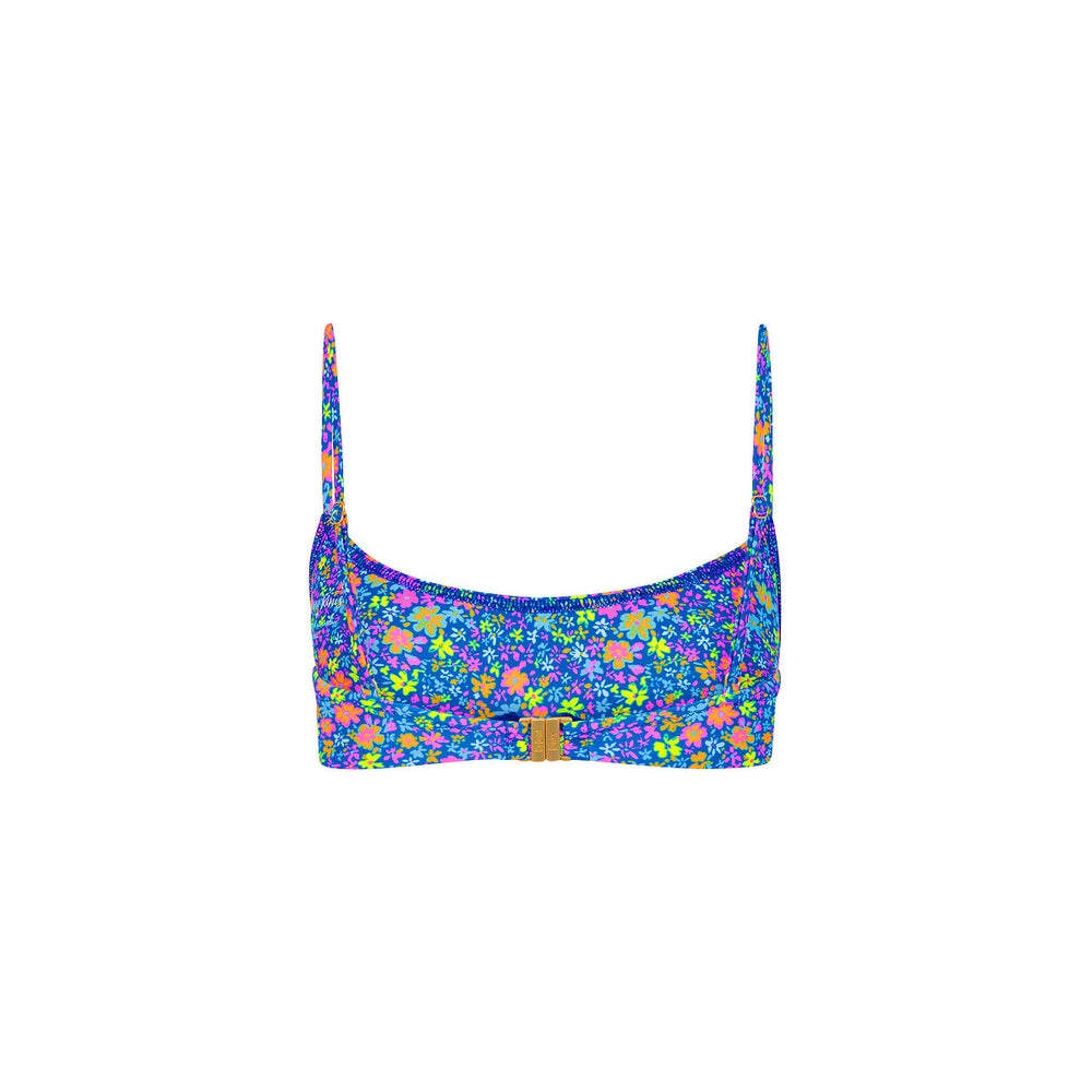 Invisible Underwire Crop Bikini Top - Electric Bloom