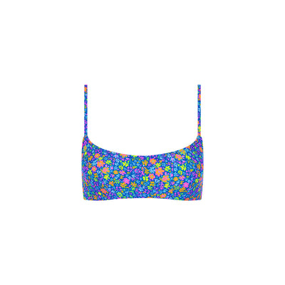 Invisible Underwire Crop Bikini Top - Electric Bloom