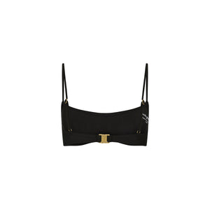 Invisible Underwire Crop Bikini Top - Twilight Black