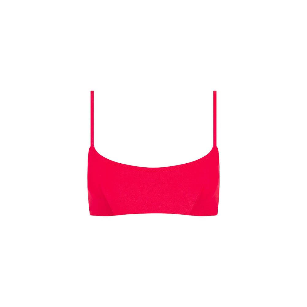 Invisible Underwire Crop Bikini Top - Cherry Crush