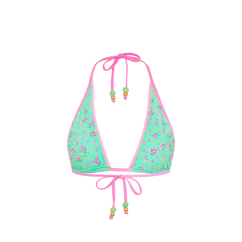 Decorative Bind Halter Bikini Top - Mint Macaron