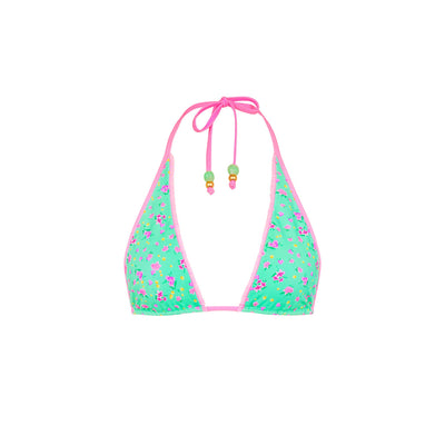 Decorative Bind Halter Bikini Top - Mint Macaron