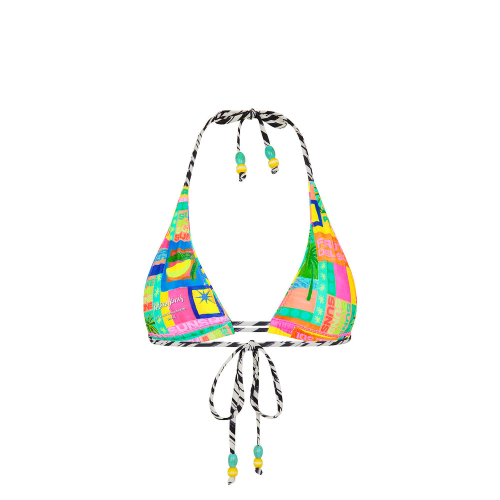 Twin Ruched Halter Bikini Top - Sun Honey