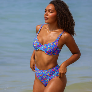 Underwire Bralette Bikini Top - Electric Bloom