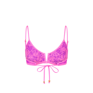 Bind Slim V Crop Bikini Top - Bubble Berry