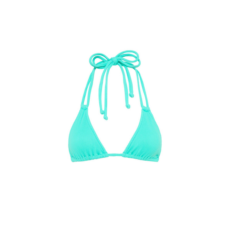 Halter Bralette Bikini Top - Aqua Ribbed